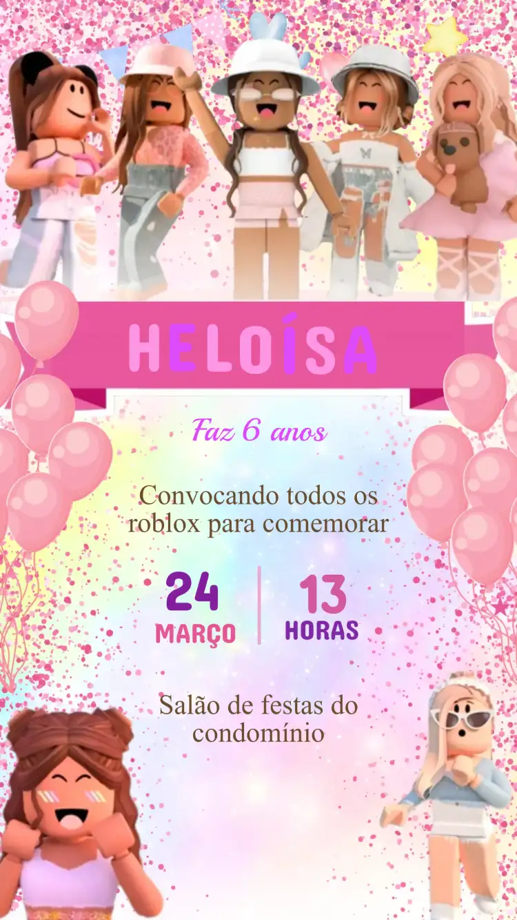 Convite Aniversário Roblox