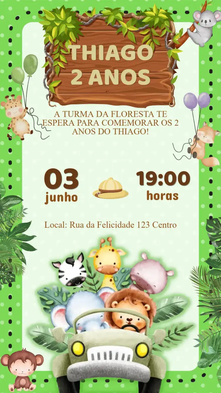 Convite Aniversário Safari