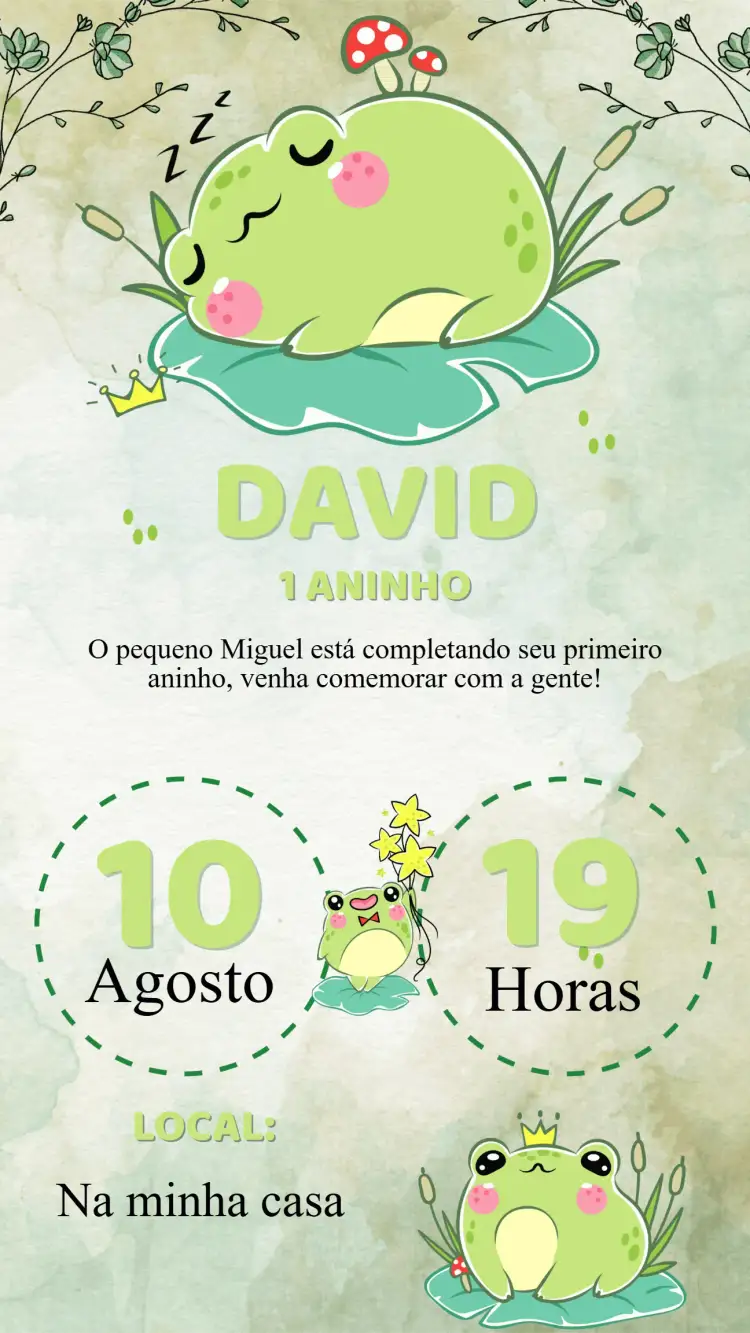 Convite Convite Aniversário Sapo – tema Aniversário Infantil colorido, divertido, natureza, animais, lúdico