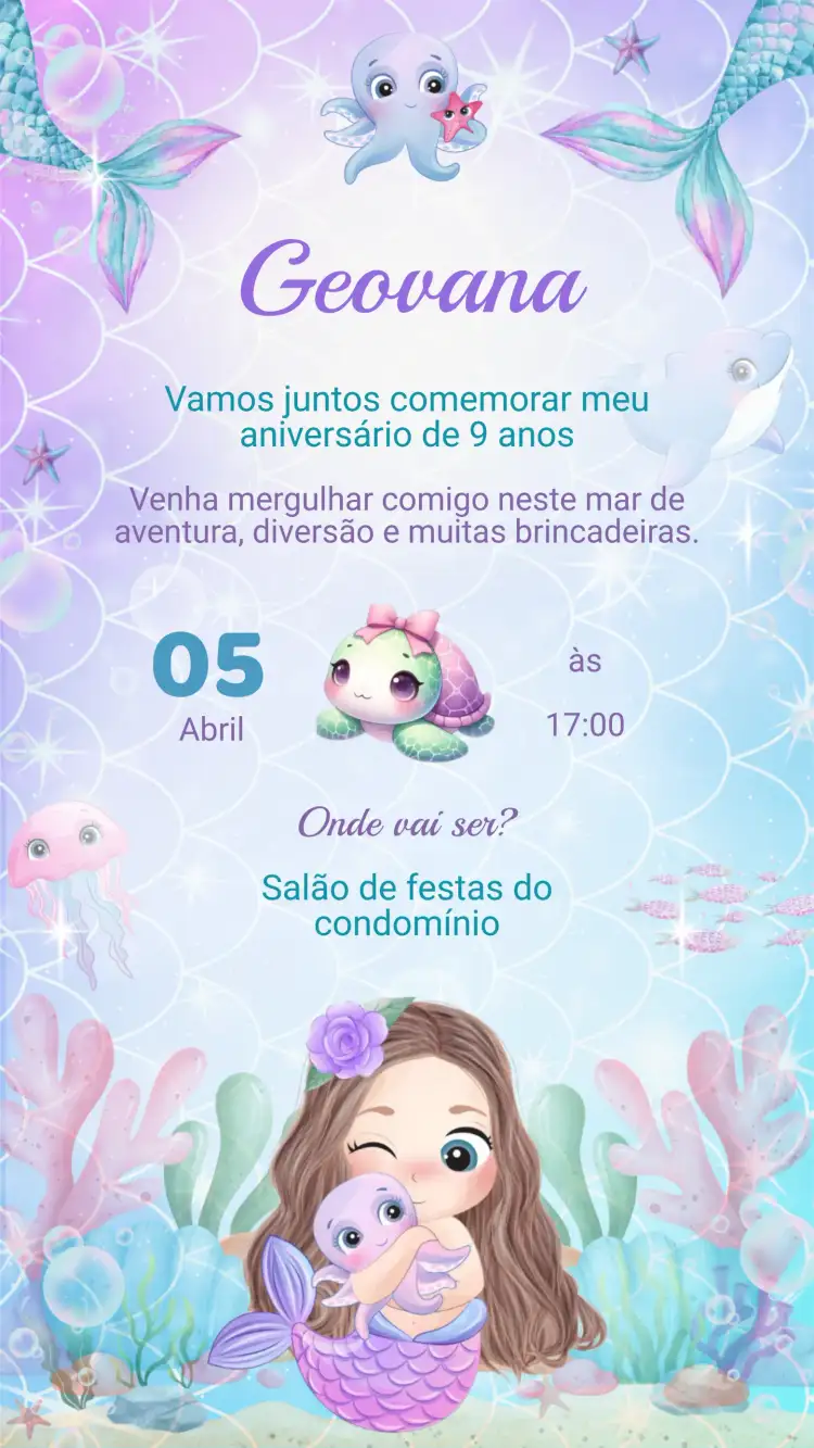 Convite Aniversário SEREIA BABY