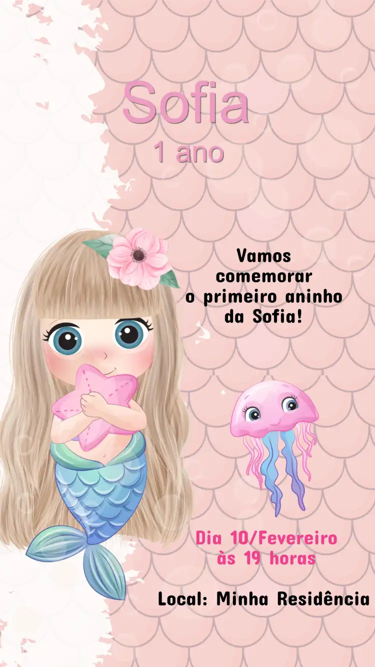 Convite Aniversário Sereia Fundo do Mar