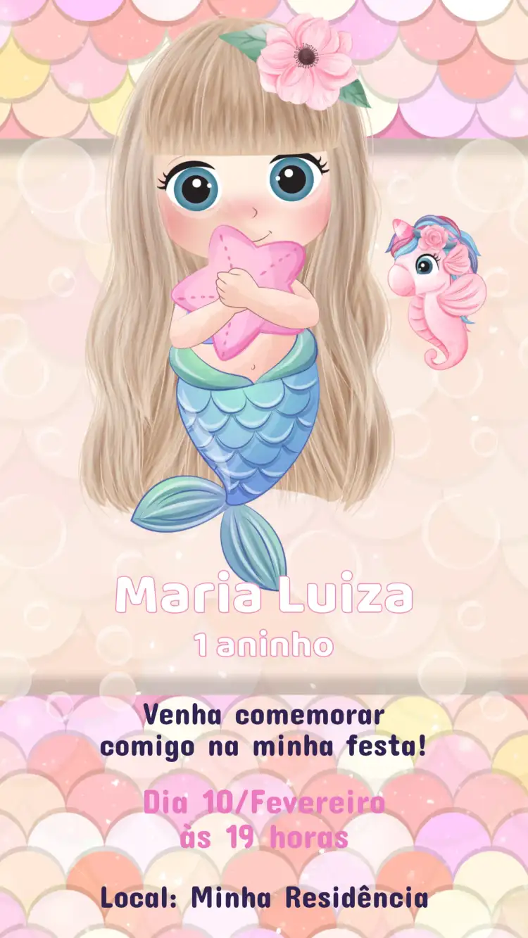 Convite Aniversário Sereia Fundo do Mar