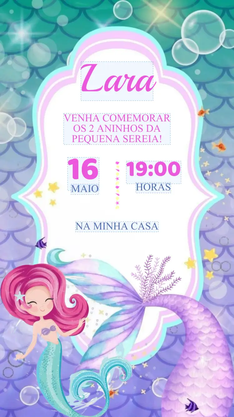 Convite Aniversário Sereia Fundo do Mar