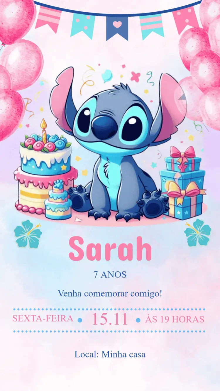 Convite Aniversário Stitch
