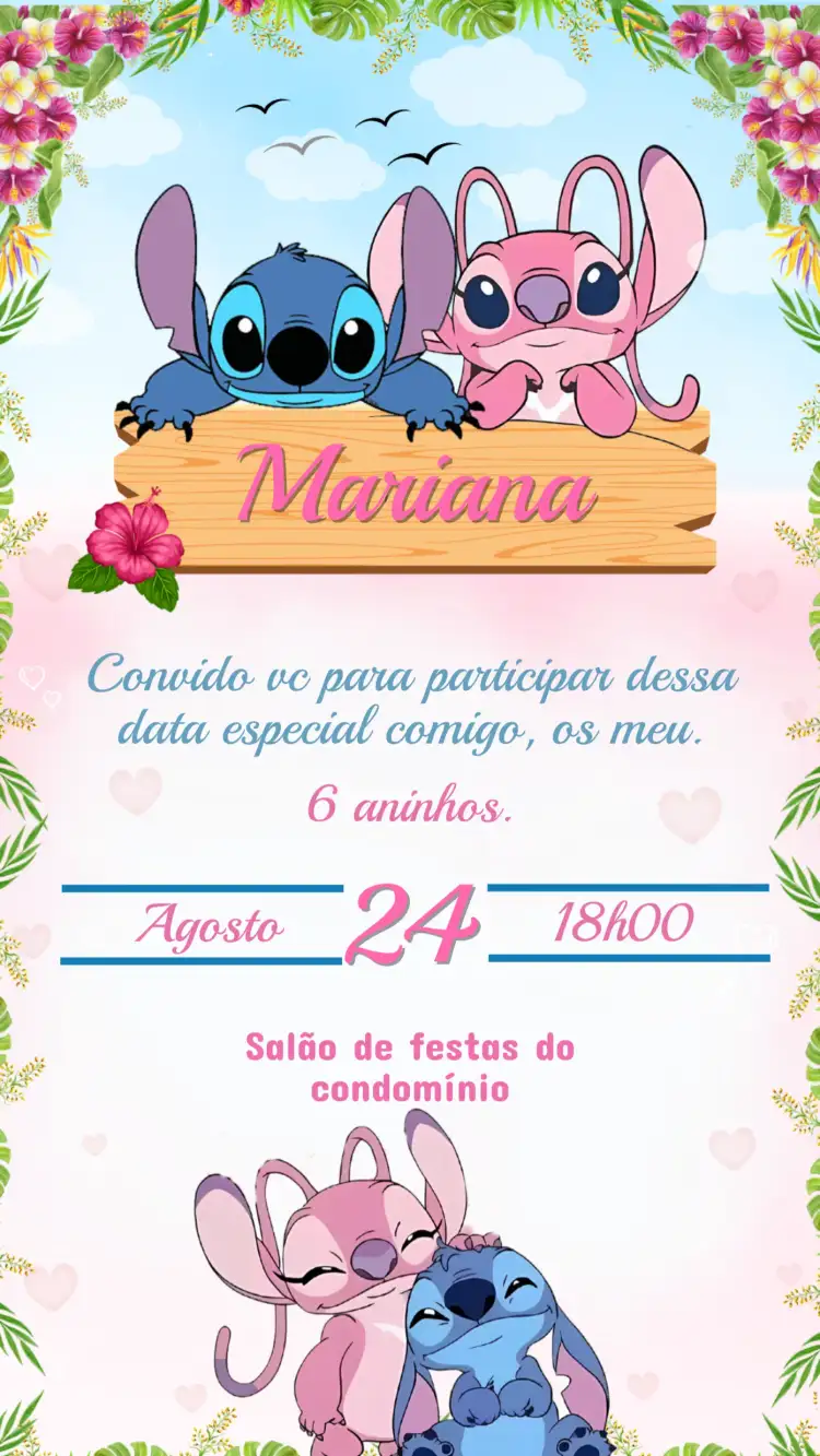 Convite Aniversário STITCH