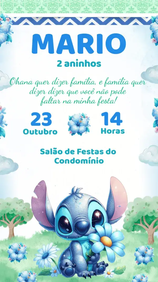 Convite Aniversário Stitch