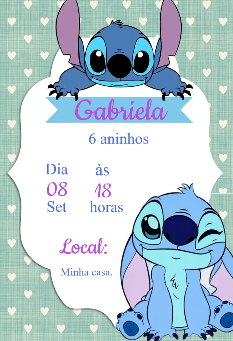 Convite Aniversário Stitch