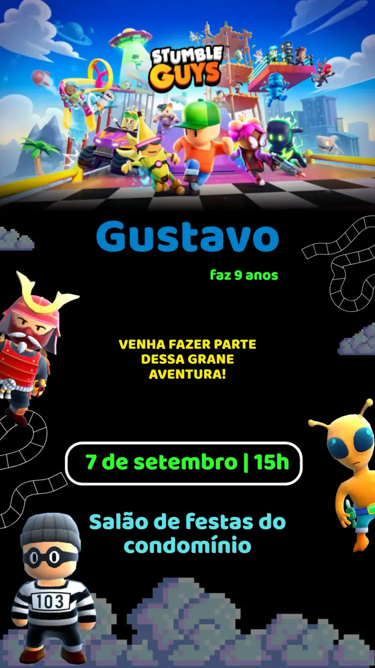 Convite Aniversário Stumble Guys