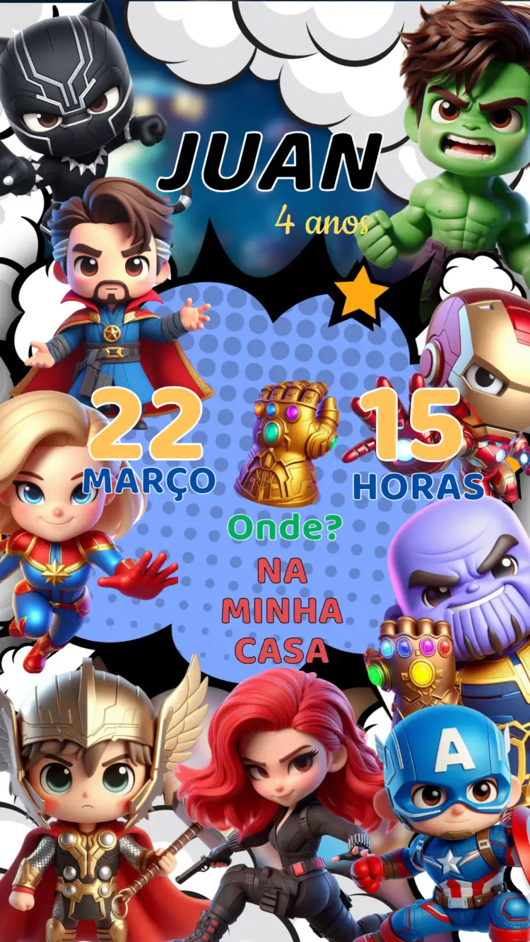 Convite Aniversário Super Heróis