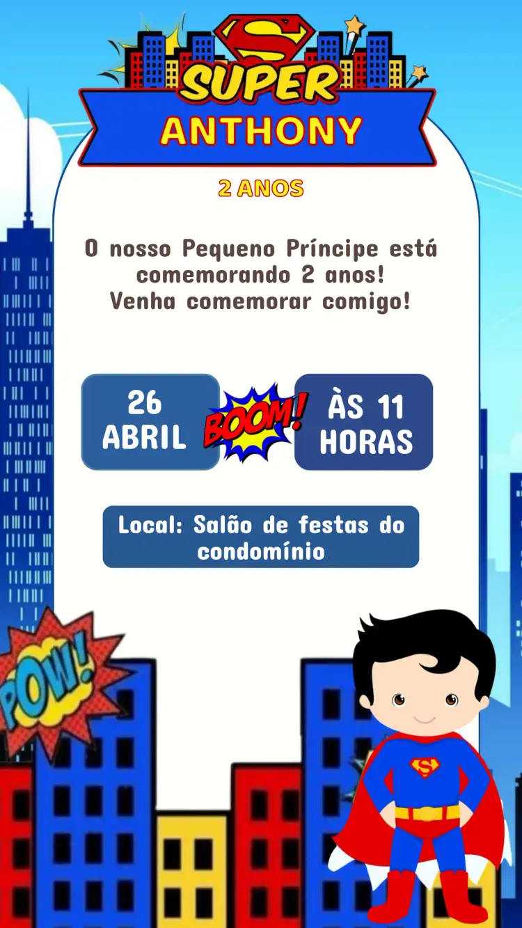 Convite Aniversário Superman