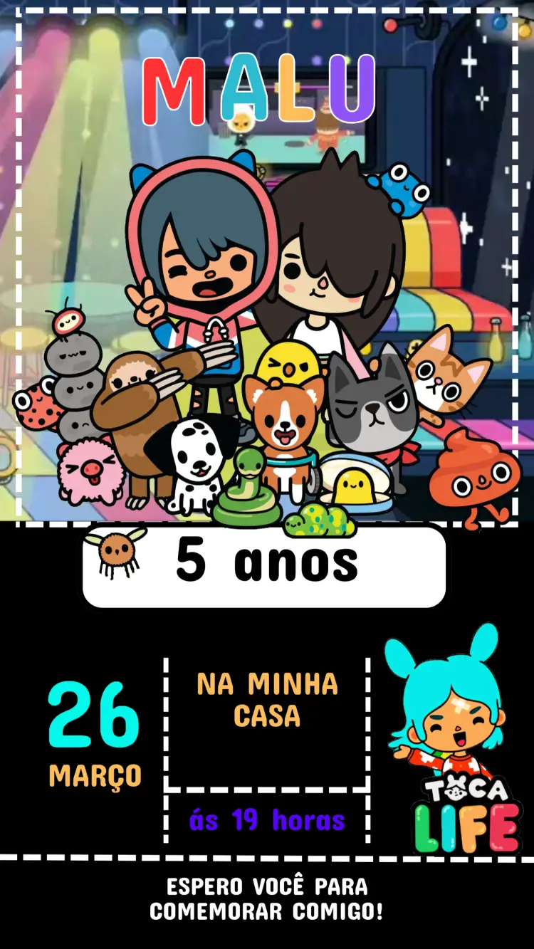 Convite Aniversário Toca Life