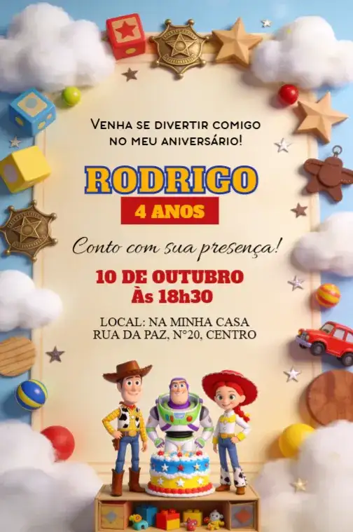 Convite Aniversário Toy Story