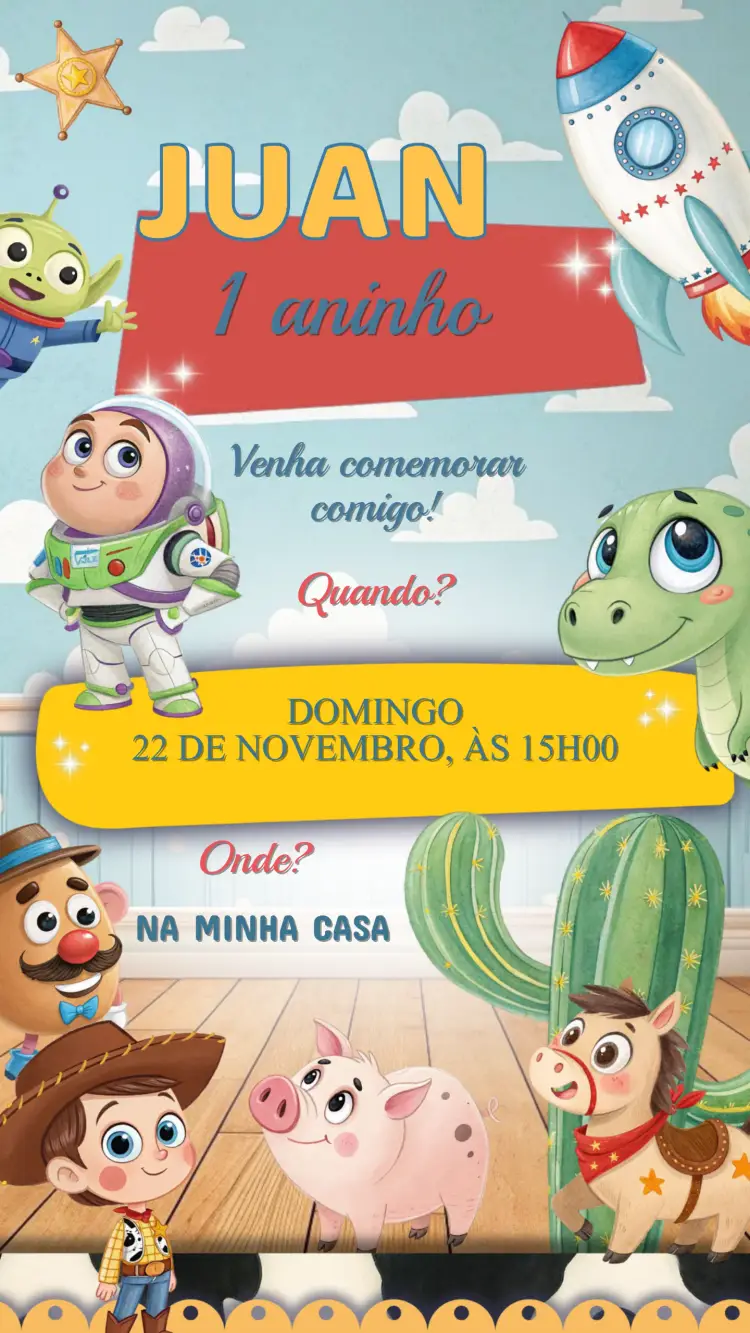Convite Aniversário Toystory