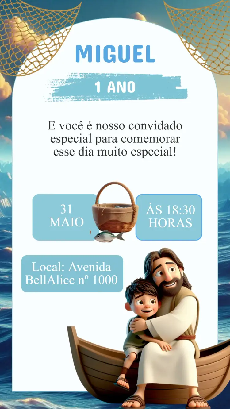Convite Convite Aniversário Tu és Pedro – tema Aniversário Infantil náutico, marítimo, religioso