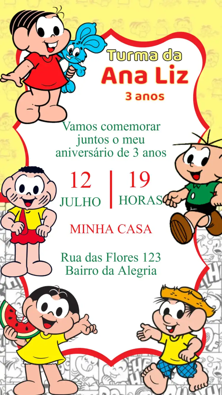 Convite Aniversário Turma da Mônica