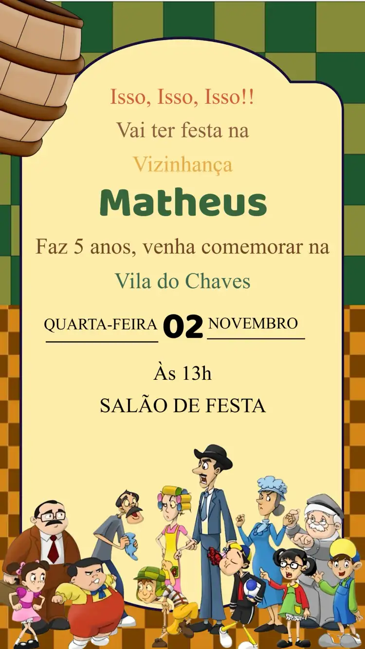 Convite Aniversário Turma do Chaves