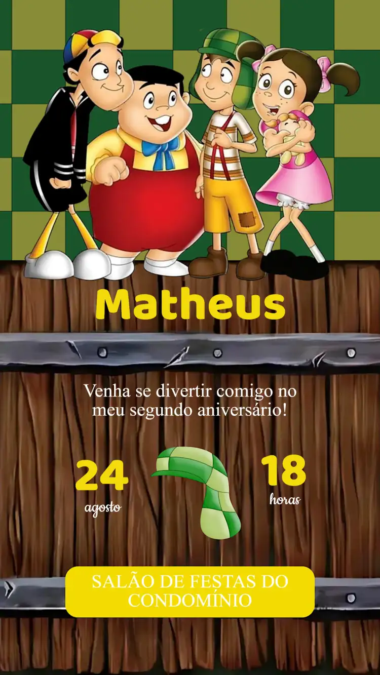 Convite Aniversário Turma do Chaves