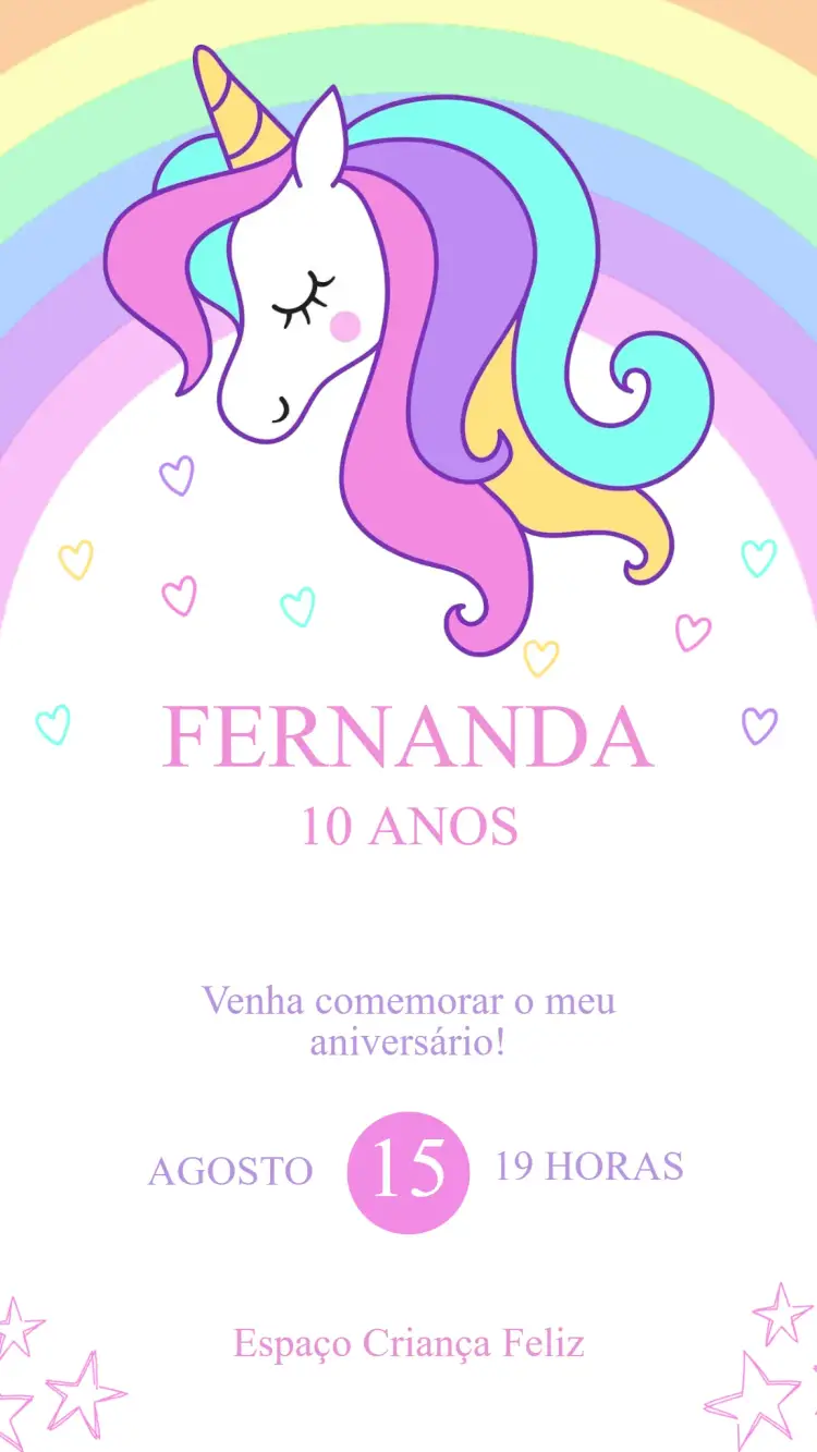 Convite Aniversário Unicórnio