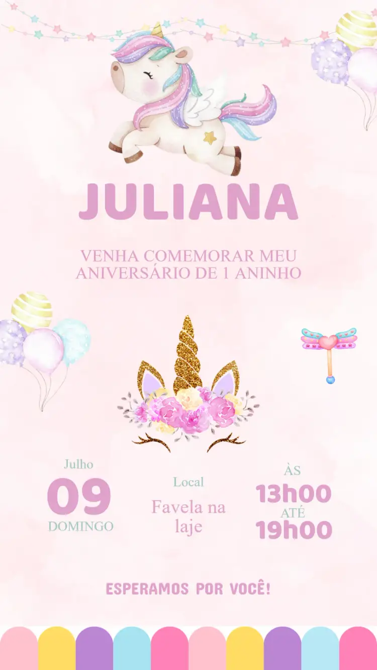 Convite Aniversário Unicórnio