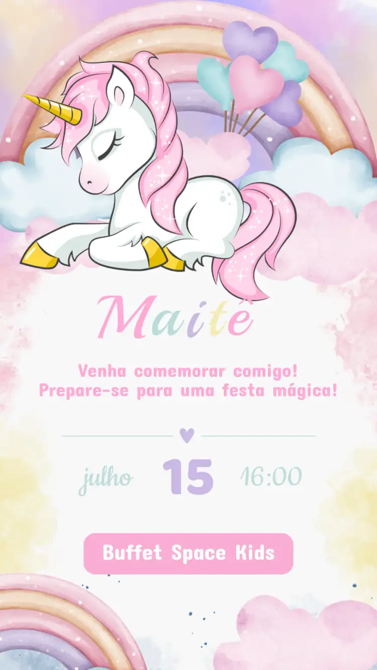 Convite Aniversário Unicórnio