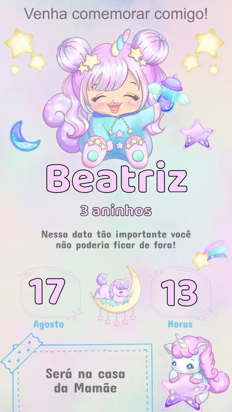Convite Aniversário Unicórnio