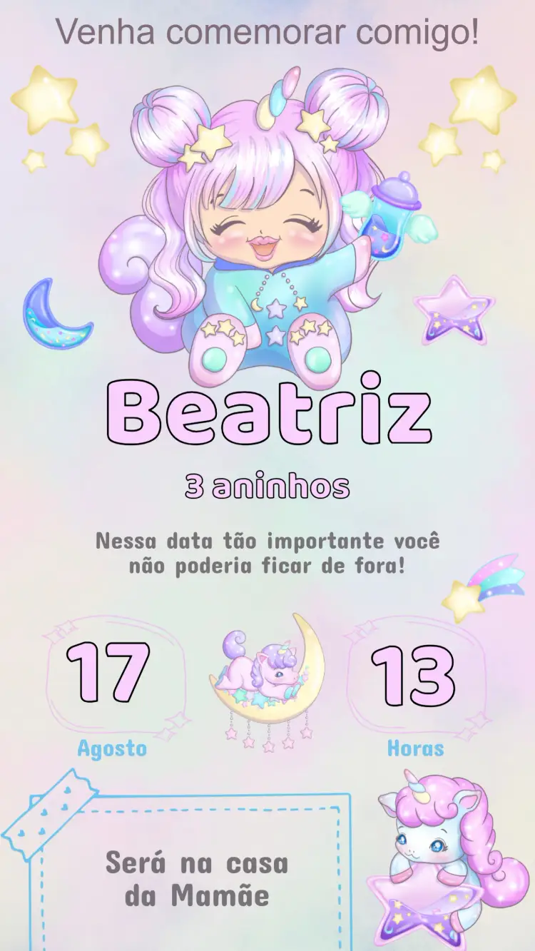 Convite Aniversário Unicórnio