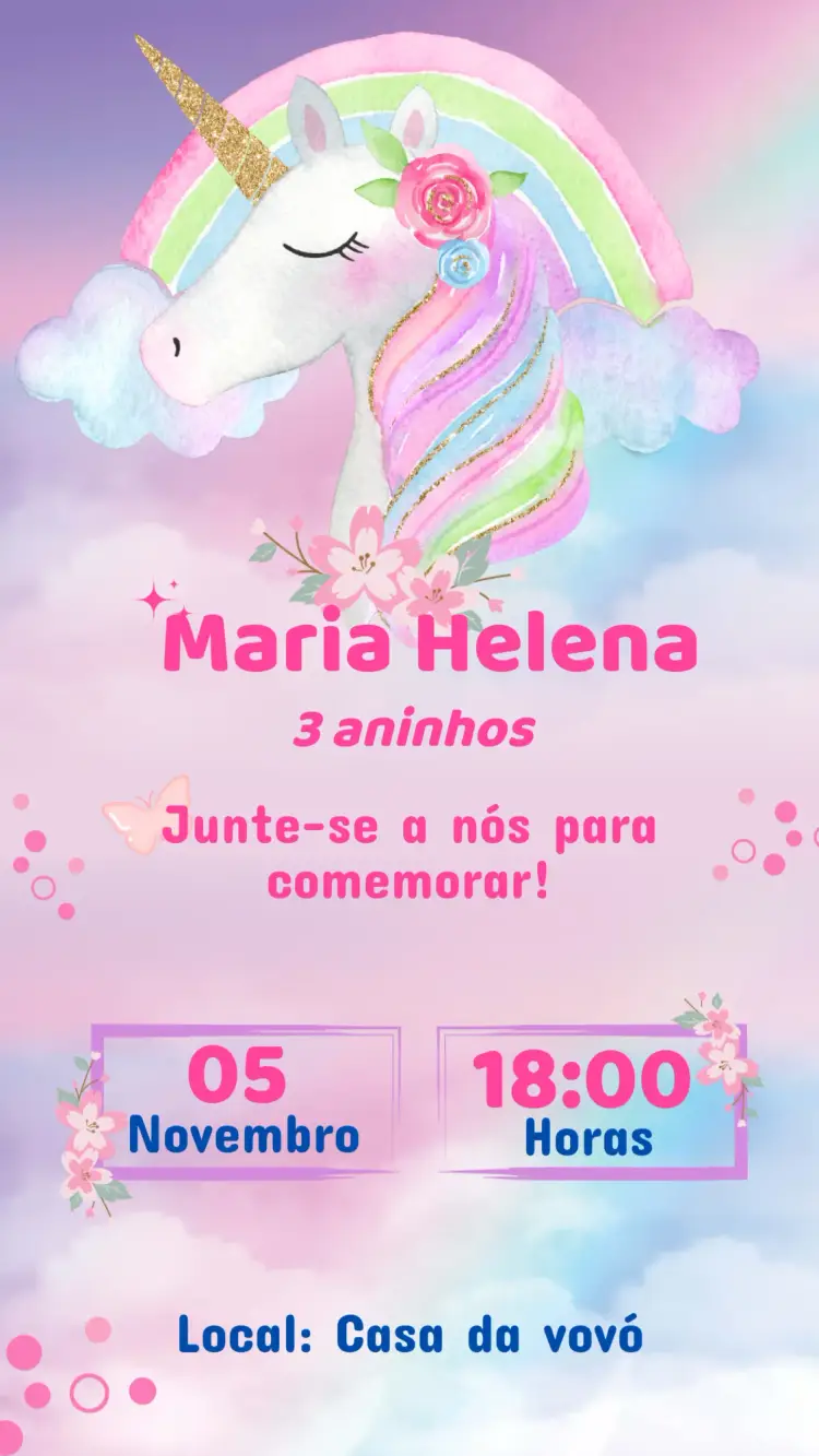 Convite Aniversário Unicórnio