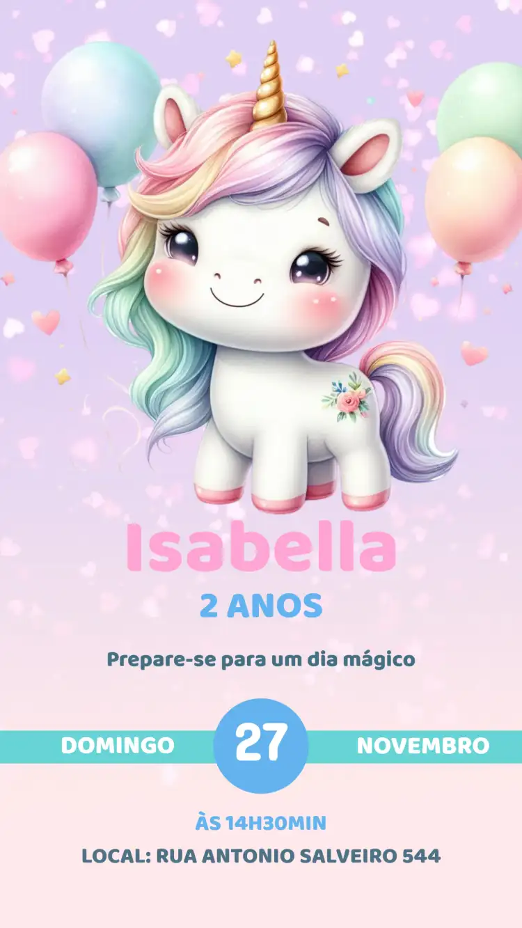 Convite Aniversário Unicórnio