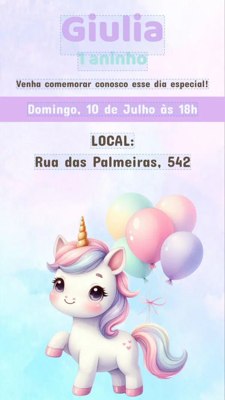 Convite Aniversário Unicórnio