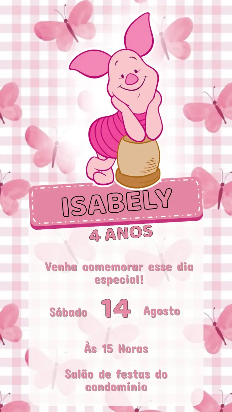 Convite Aniversário Ursinho Pooh