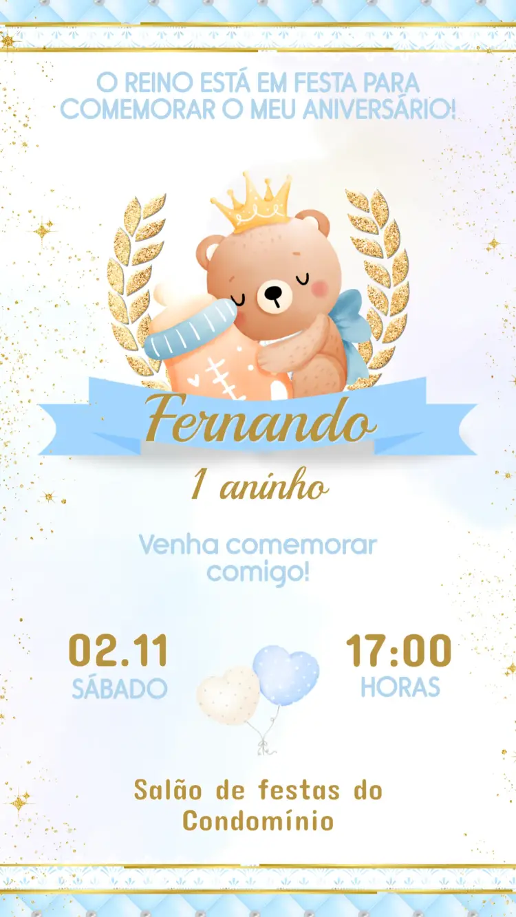 Birthday Invitation Royal Teddy Bear