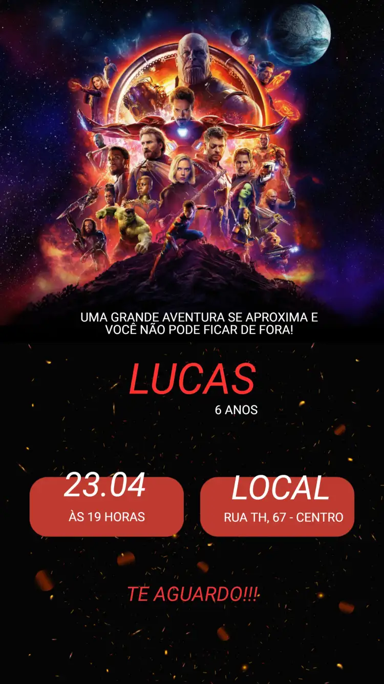 Convite Aniversário Vingadores