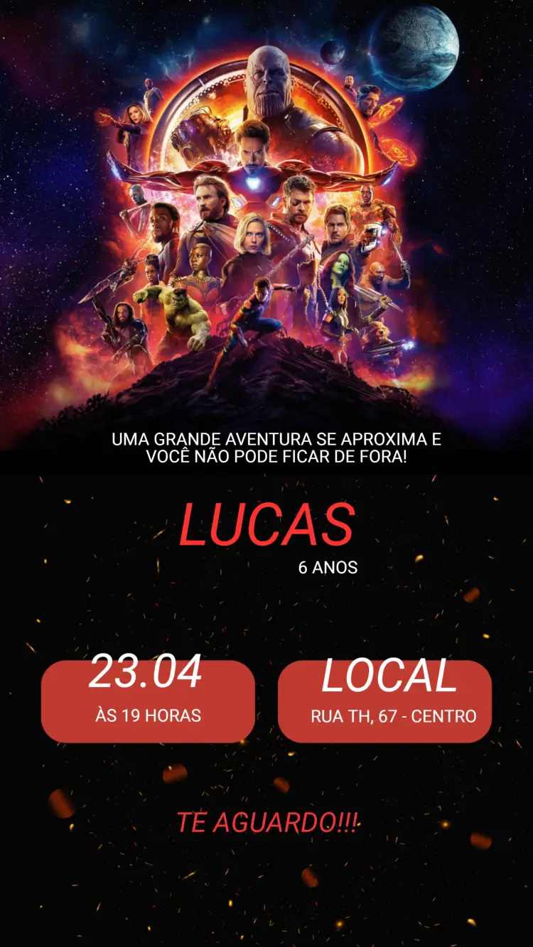 Convite Aniversário Vingadores