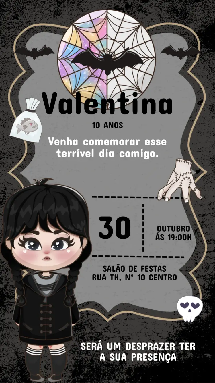 Convite Aniversário Wandinha