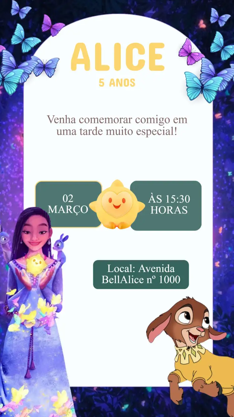 Convite Aniversário Wish Disney