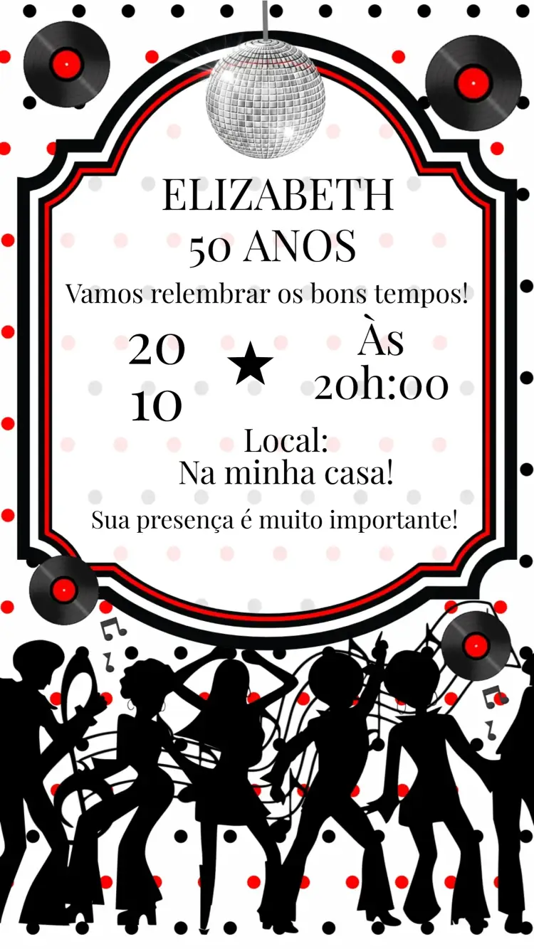 Convite Anos 60 70