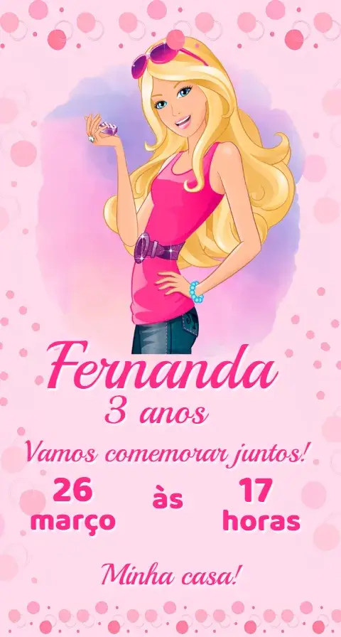 Invite Digital Barbie Invitation editable and customizable