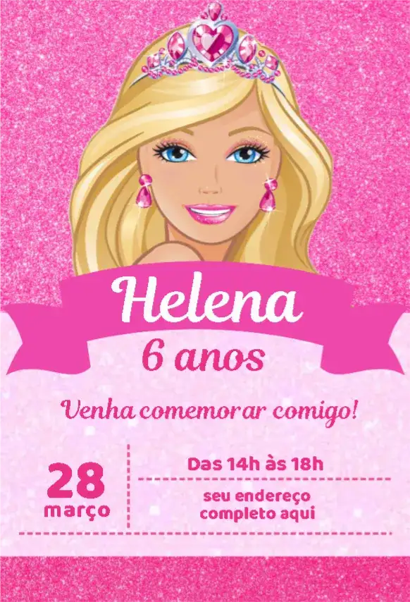 Convite Barbie Glitter 2