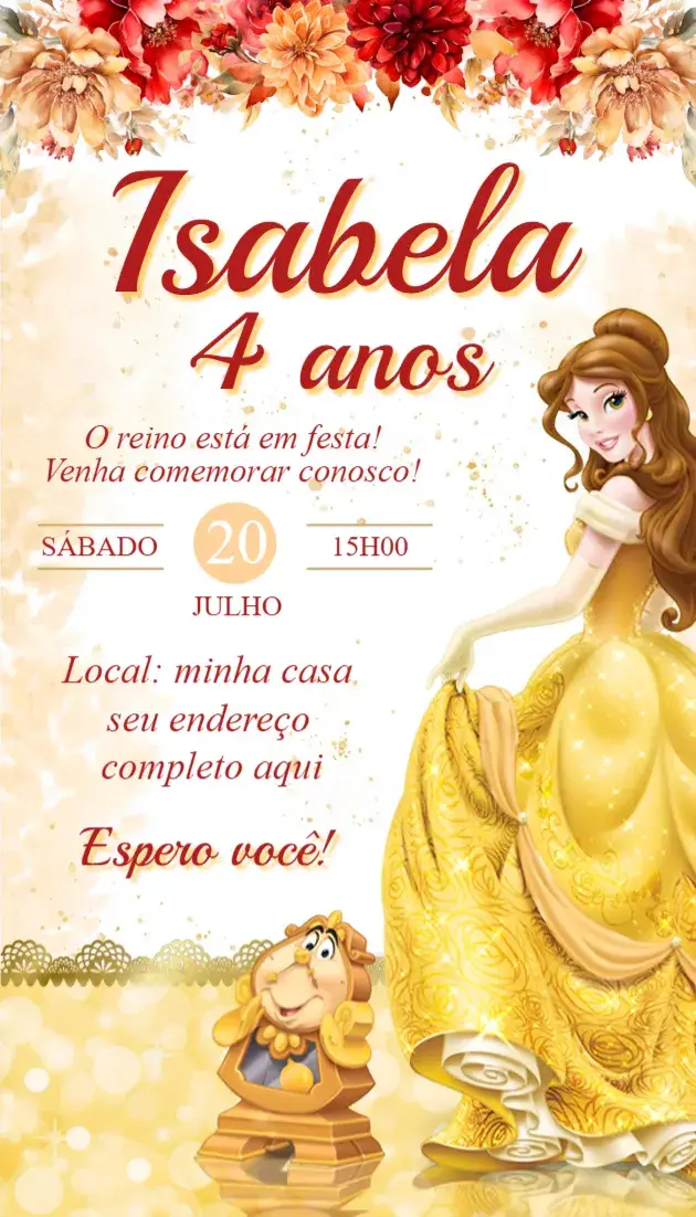Convite Bela e a Fera
