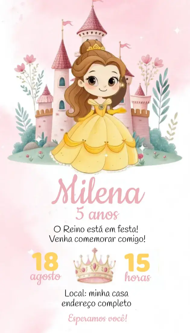 Convite Bela e a Fera