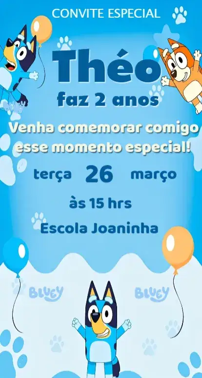Invitation Bluey Invitation – Birthday theme colorful, fun, playful, childlike, animated, themed