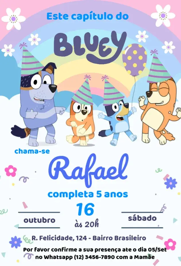 Bluey, Bingo, and Family Invitation