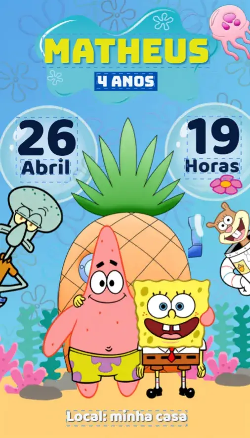 Convite Bob Esponja