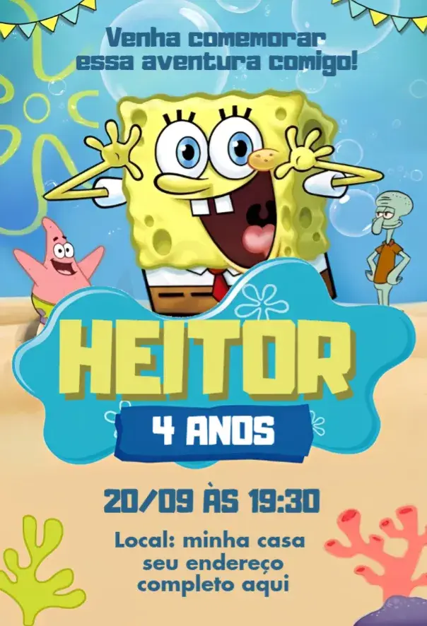 Convite Bob Esponja