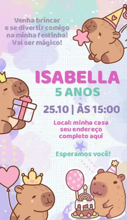 Convite Capivara lilás