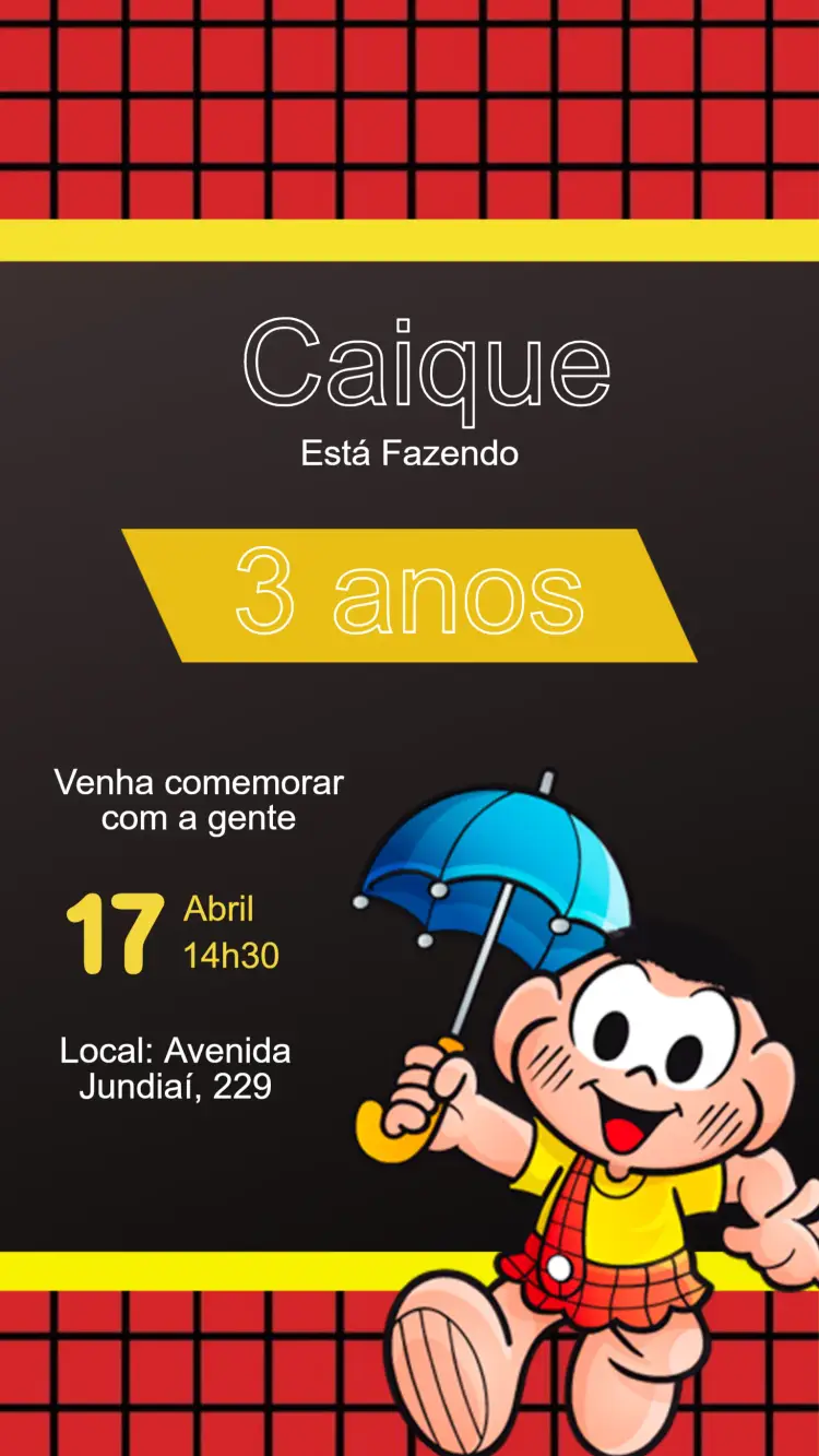 Convite Convite Cascão Turma da Mônica - Festa Infantil Editável editável e personalizável
