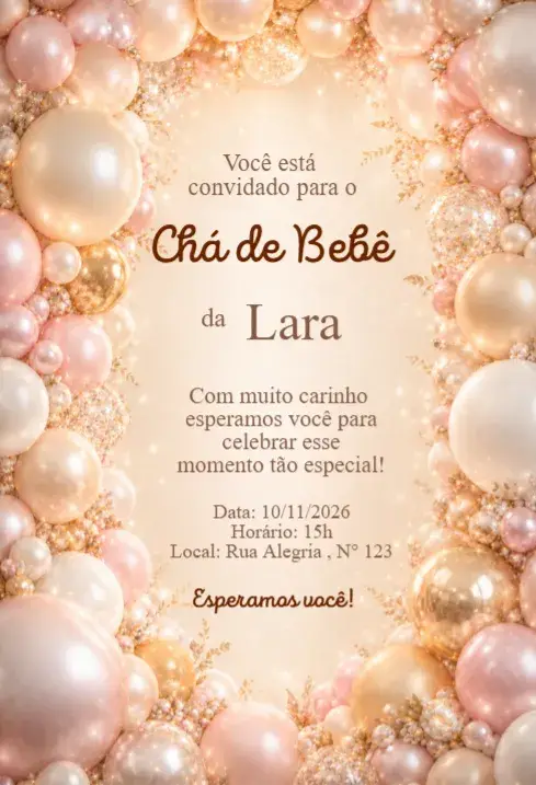 Luxury Elegant Rose Gold Baby Shower Balloons Invitation