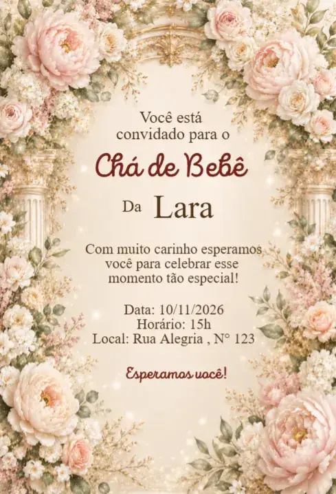 Classic Floral Baby Shower Invitation with Elegant Arch