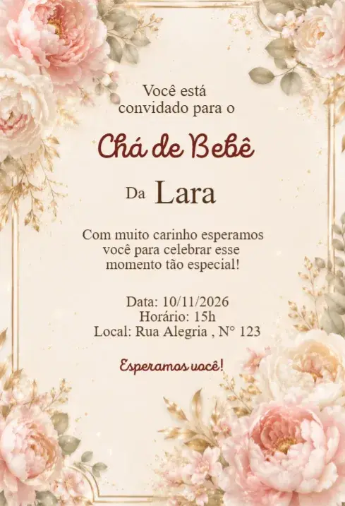 Floral Peonies Rose Elegant Baby Shower Invitation