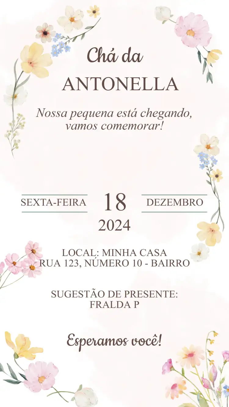 Convite Chá de Bebê Jardim Encantado